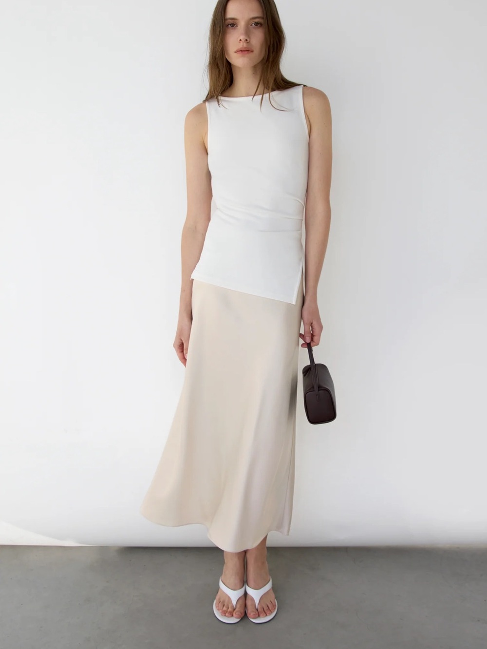 OAK + FORT SATIN MAXI SKIRT NWT sz XS